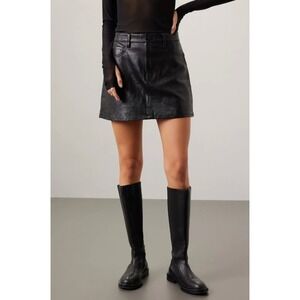 DL1961 Alma Mini Skirt Black Sheep Distressed Leather Size 28